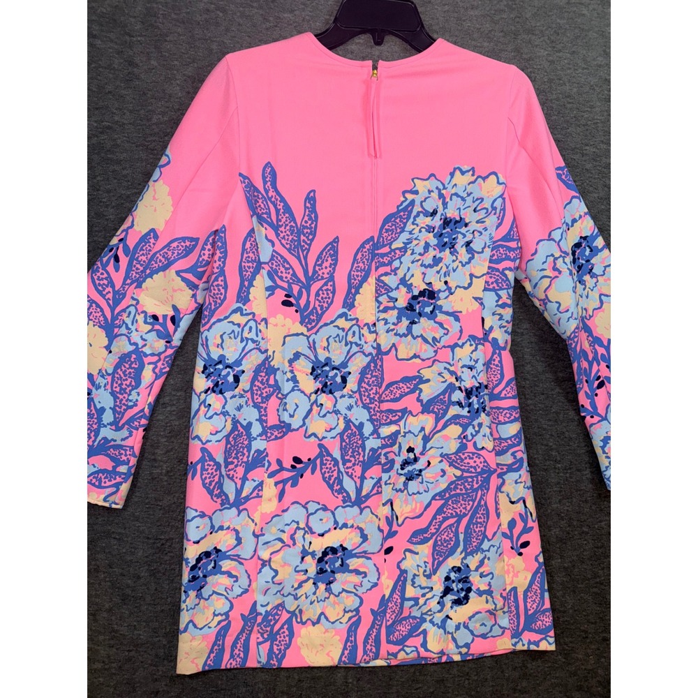 Lilly Pulitzer Gwenlyn Dress Pink Blue Floral Zip Flared Sleeve Size 2 NEW - Picture 9 of 11